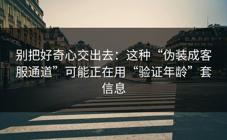 别把好奇心交出去：这种“伪装成客服通道”可能正在用“验证年龄”套信息
