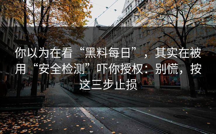 你以为在看“黑料每日”，其实在被用“安全检测”吓你授权：别慌，按这三步止损