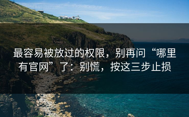 最容易被放过的权限，别再问“哪里有官网”了：别慌，按这三步止损