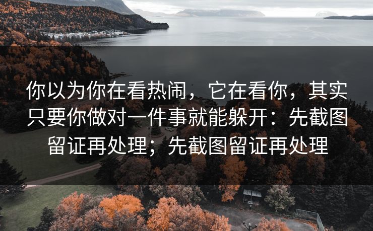 你以为你在看热闹，它在看你，其实只要你做对一件事就能躲开：先截图留证再处理；先截图留证再处理