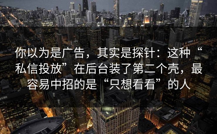 你以为是广告，其实是探针：这种“私信投放”在后台装了第二个壳，最容易中招的是“只想看看”的人