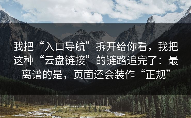 我把“入口导航”拆开给你看，我把这种“云盘链接”的链路追完了：最离谱的是，页面还会装作“正规”