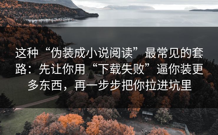 这种“伪装成小说阅读”最常见的套路：先让你用“下载失败”逼你装更多东西，再一步步把你拉进坑里
