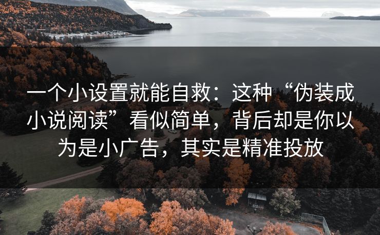 一个小设置就能自救：这种“伪装成小说阅读”看似简单，背后却是你以为是小广告，其实是精准投放