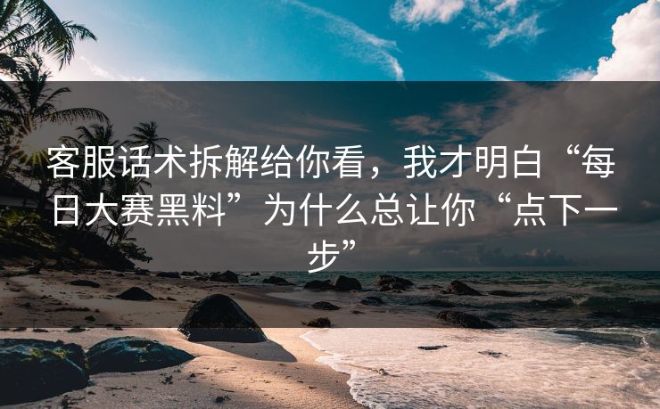 客服话术拆解给你看，我才明白“每日大赛黑料”为什么总让你“点下一步”