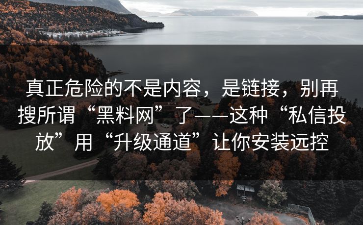 真正危险的不是内容，是链接，别再搜所谓“黑料网”了——这种“私信投放”用“升级通道”让你安装远控