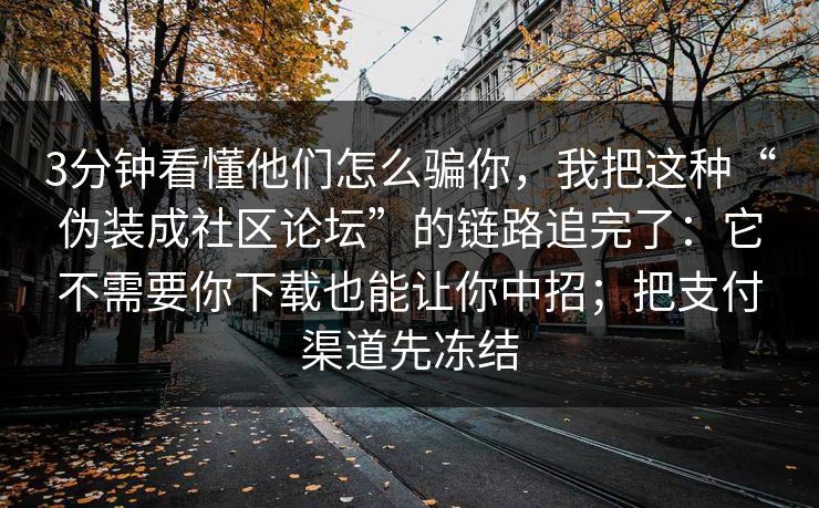 3分钟看懂他们怎么骗你，我把这种“伪装成社区论坛”的链路追完了：它不需要你下载也能让你中招；把支付渠道先冻结