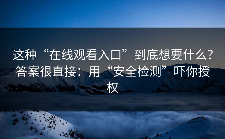 这种“在线观看入口”到底想要什么？答案很直接：用“安全检测”吓你授权