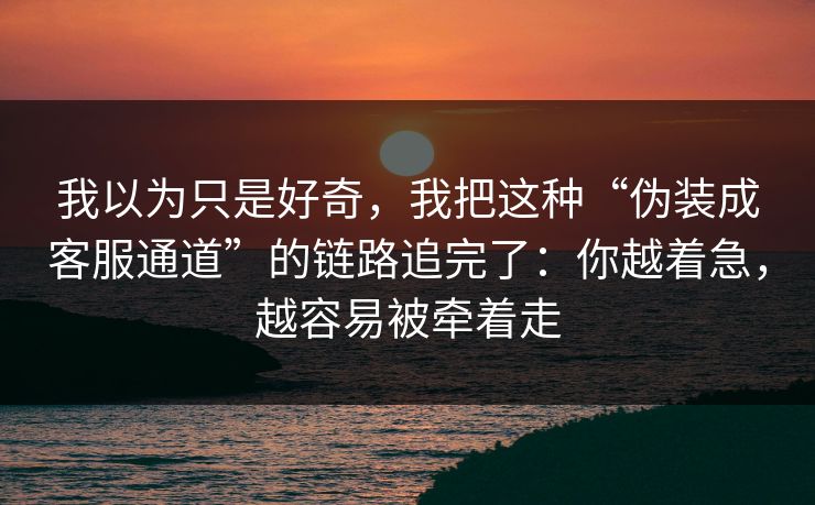 我以为只是好奇，我把这种“伪装成客服通道”的链路追完了：你越着急，越容易被牵着走
