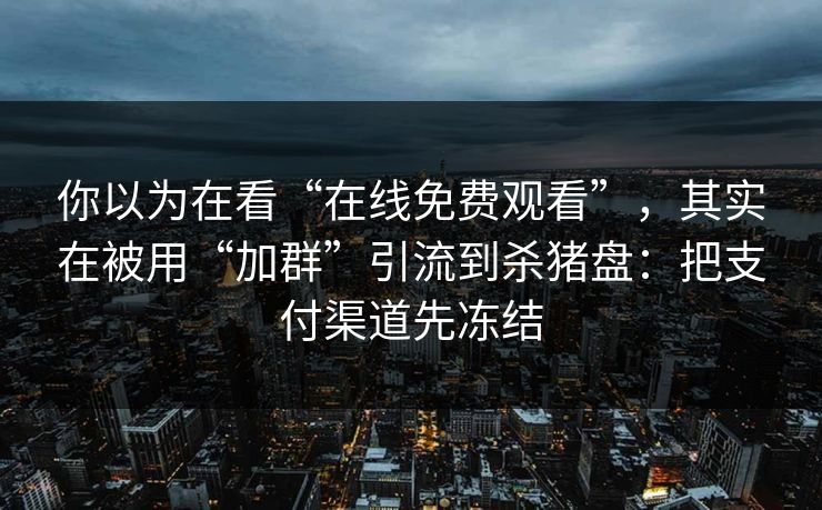 你以为在看“在线免费观看”，其实在被用“加群”引流到杀猪盘：把支付渠道先冻结