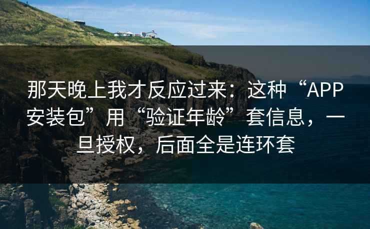那天晚上我才反应过来：这种“APP安装包”用“验证年龄”套信息，一旦授权，后面全是连环套