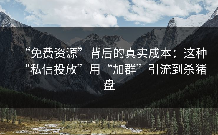 “免费资源”背后的真实成本：这种“私信投放”用“加群”引流到杀猪盘