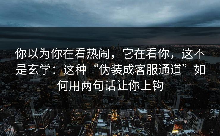 你以为你在看热闹，它在看你，这不是玄学：这种“伪装成客服通道”如何用两句话让你上钩