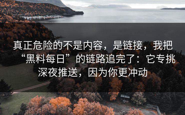 真正危险的不是内容，是链接，我把“黑料每日”的链路追完了：它专挑深夜推送，因为你更冲动