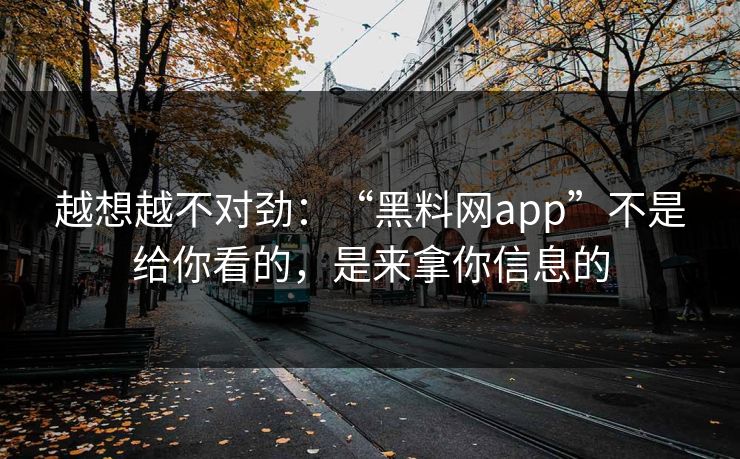 越想越不对劲：“黑料网app”不是给你看的，是来拿你信息的
