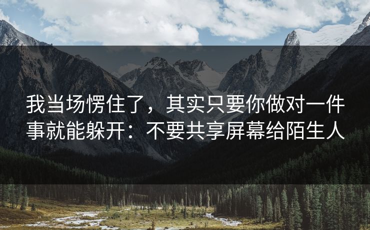 我当场愣住了，其实只要你做对一件事就能躲开：不要共享屏幕给陌生人